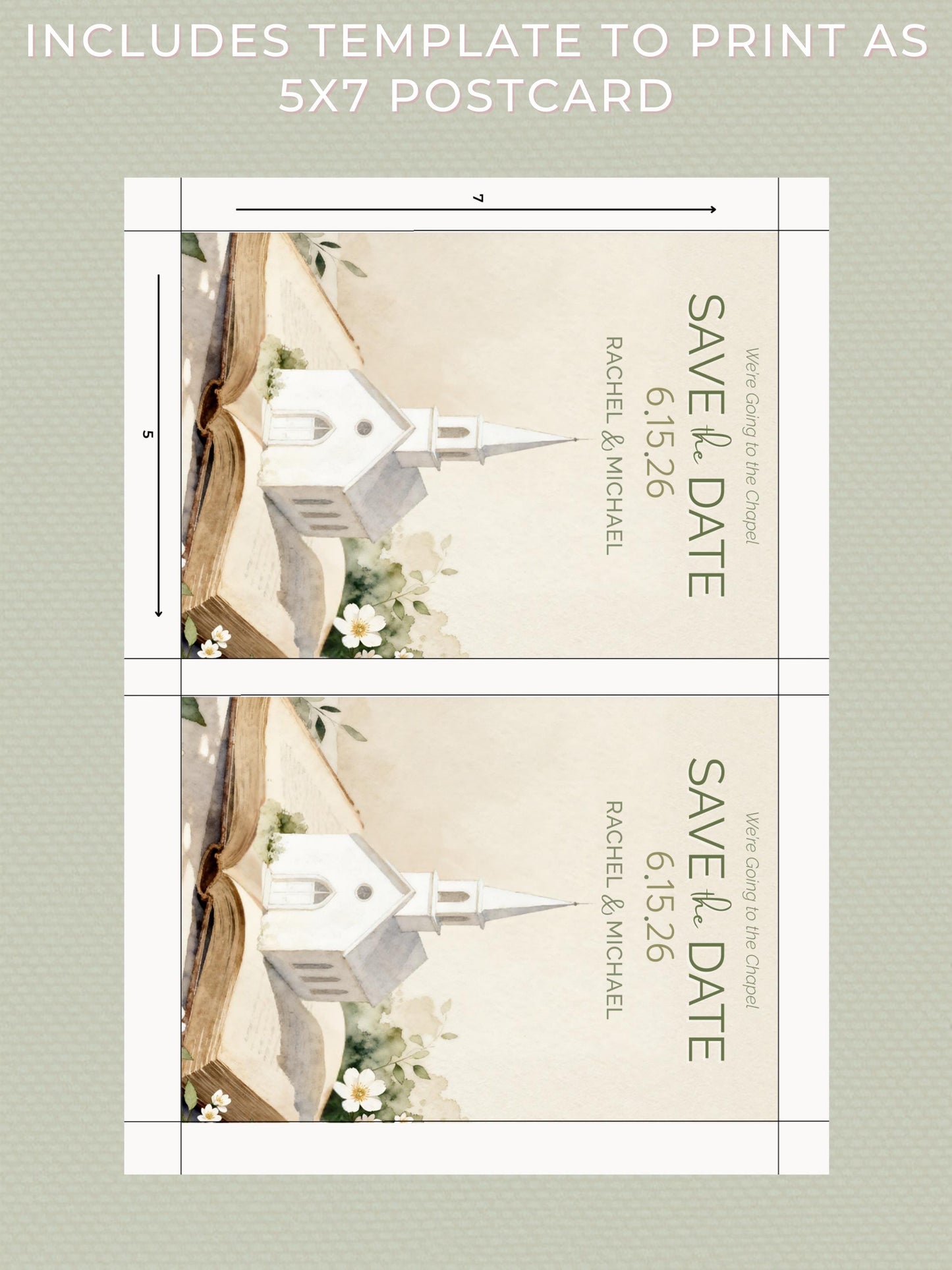 Printable Storybook Save the Date Card- “We’re Going to the Chapel” Digital Wedding Announcement (Editable Canva Template)