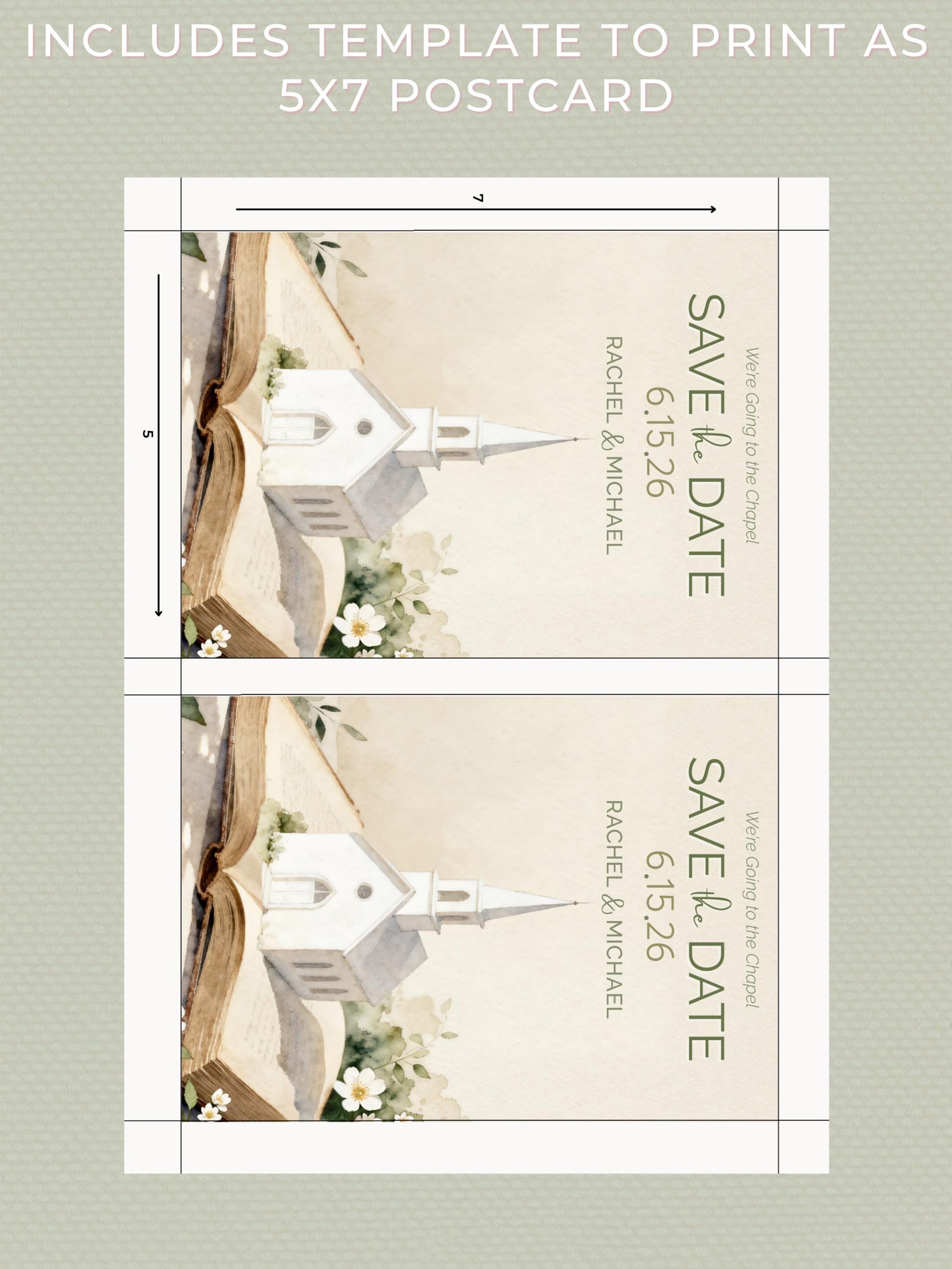 Printable Storybook Save the Date Card- “We’re Going to the Chapel” Digital Wedding Announcement (Editable Canva Template)