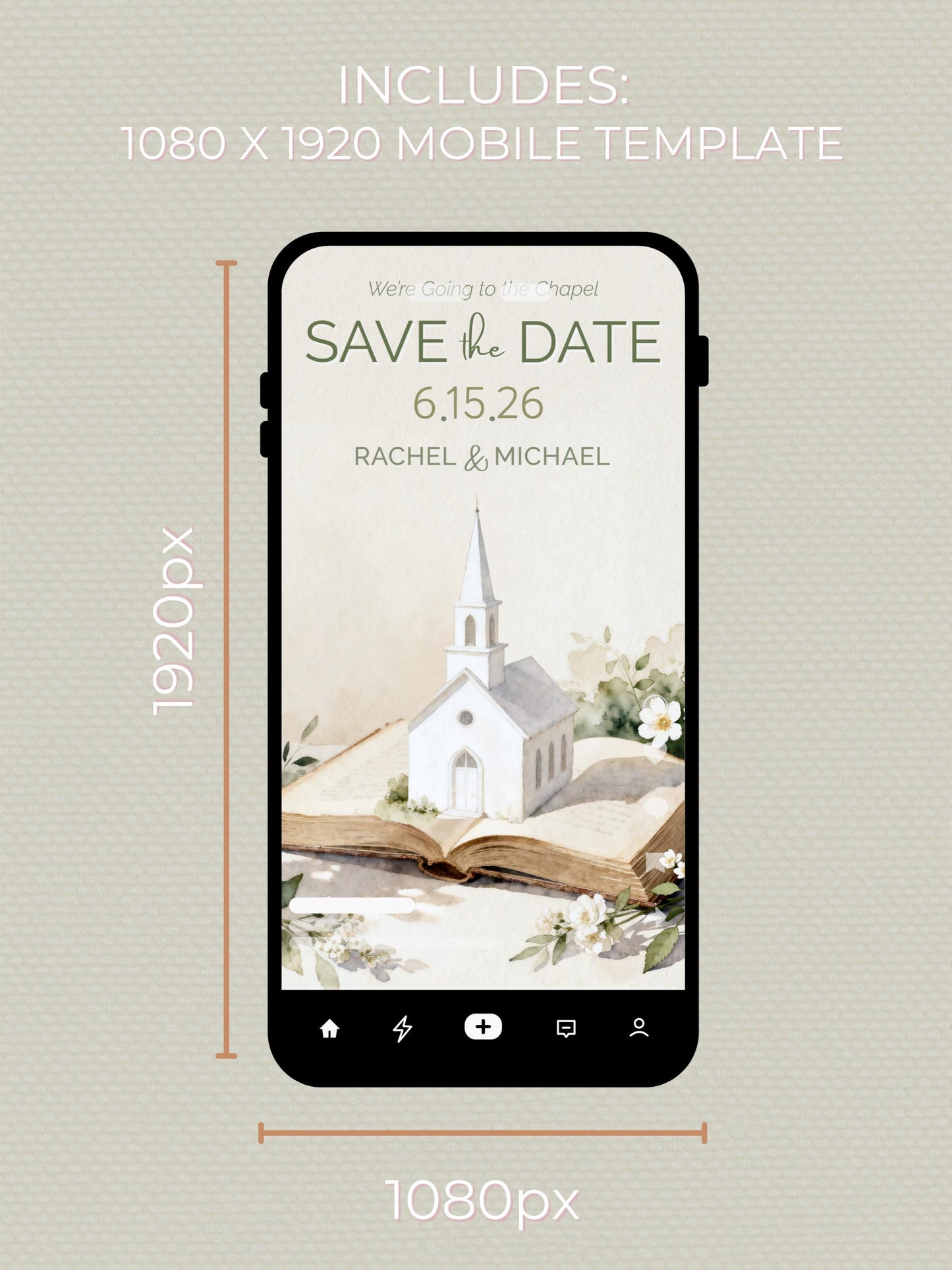 Printable Storybook Save the Date Card- “We’re Going to the Chapel” Digital Wedding Announcement (Editable Canva Template)