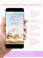 Animated Unicorn Birthday Evite - Custom Storybook Magical Rainbow Party Invitation (Instant Download Editable Canva Digital Invite)