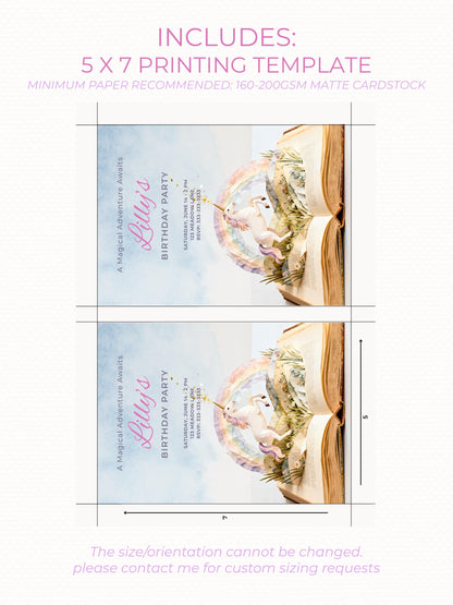 Printable Mermaid Birthday Invitation - Custom Storybook Magical Rainbow Party Invite (Instant Download Editable Canva Digital Evite)