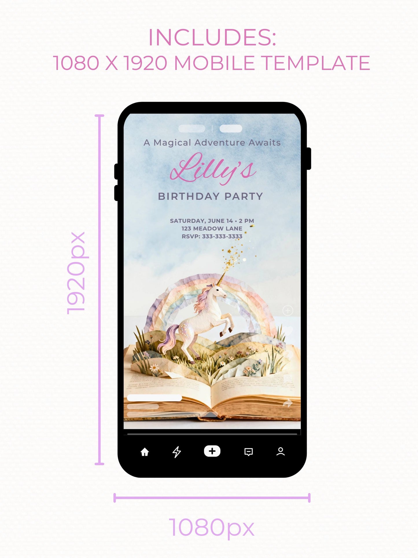 Printable Mermaid Birthday Invitation - Custom Storybook Magical Rainbow Party Invite (Instant Download Editable Canva Digital Evite)