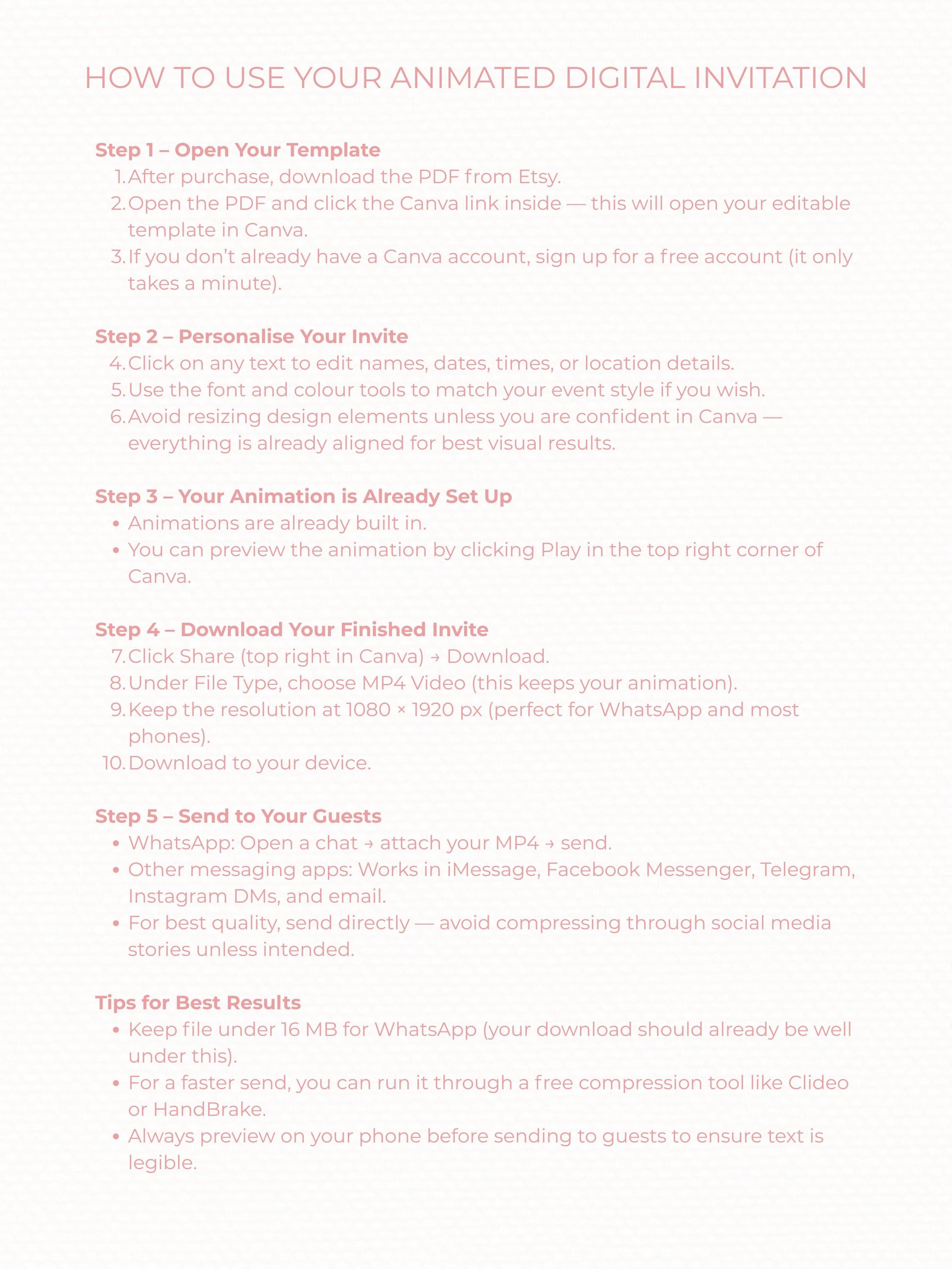 Animated Ballerina Birthday Invitation-Dance Kids Party Invite (Custom Instant Download Canva Template) Elegant Music Box Video Evite