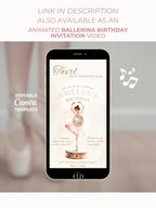 Ballerina Birthday Invitation-Dance Kids Party Invite (Custom Instant Download Canva Template) Elegant Music Box Ballet Girl Evite