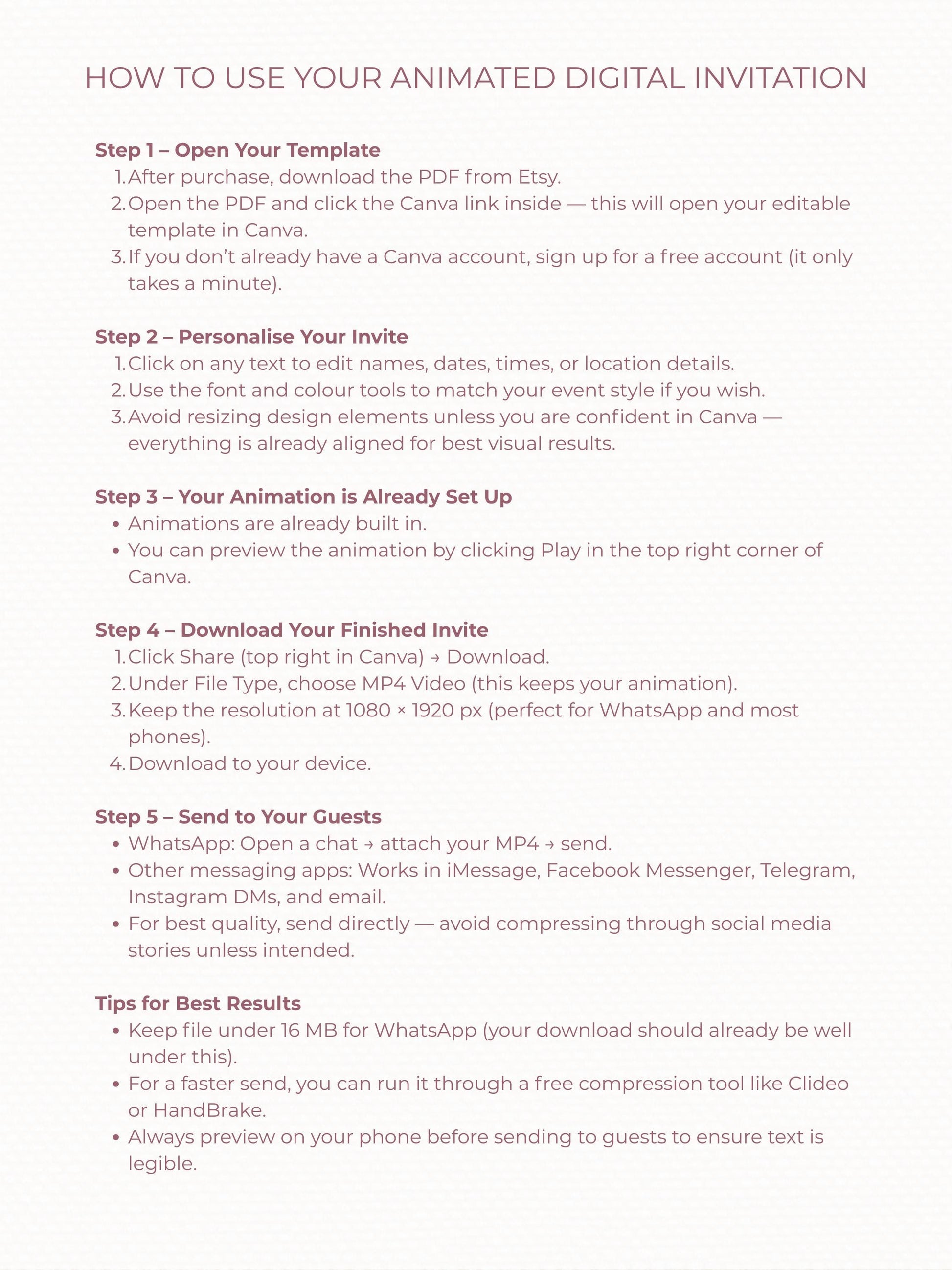 Animated Brunch and Bubbles Invitation - Ladies Lunch Evite (Custom Instant Download Editable Canva Template) Girl's Party Video