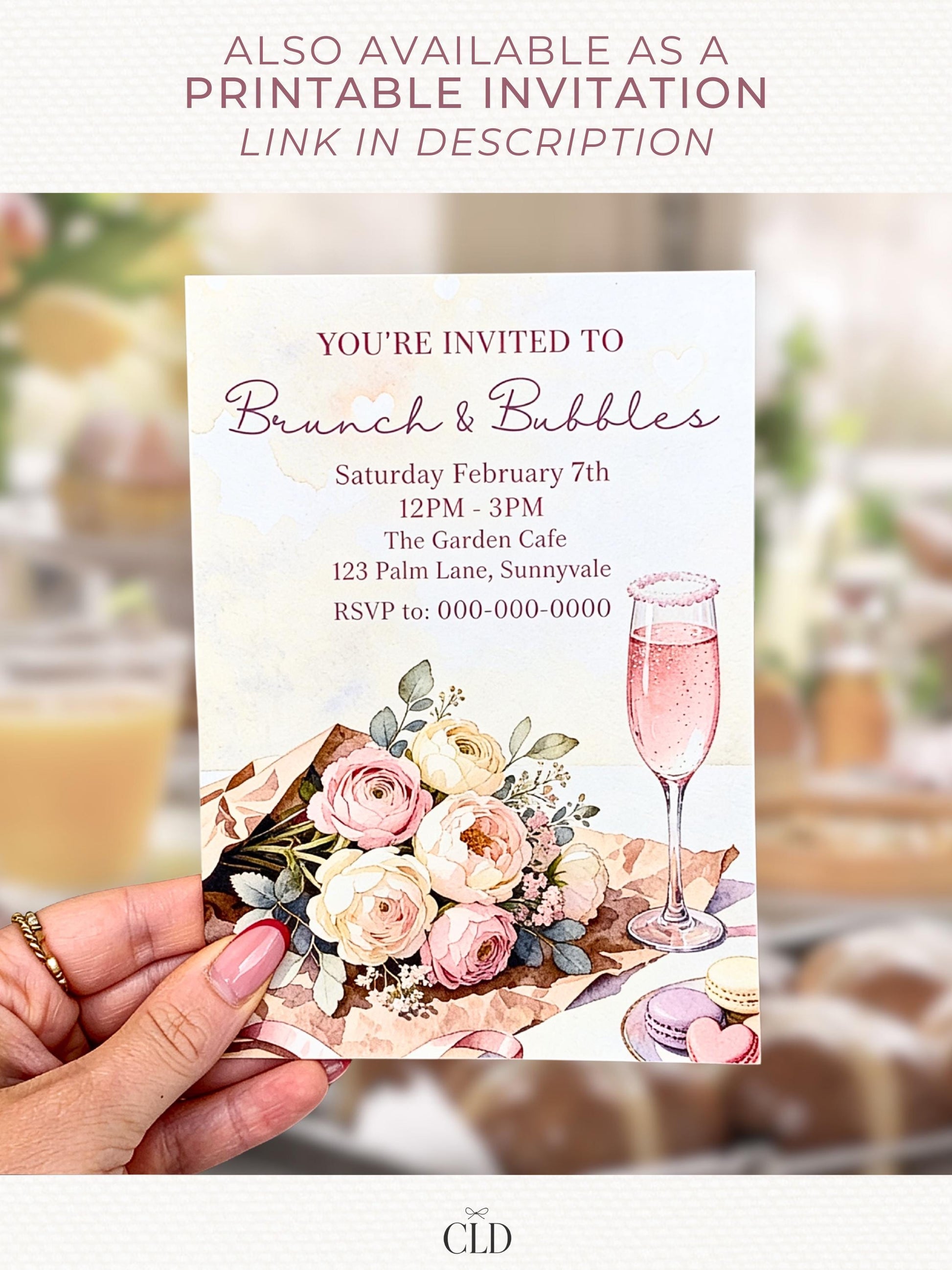 Animated Brunch and Bubbles Invitation - Ladies Lunch Evite (Custom Instant Download Editable Canva Template) Girl's Party Video