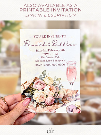 Animated Brunch and Bubbles Invitation - Ladies Lunch Evite (Custom Instant Download Editable Canva Template) Girl's Party Video