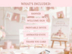 Princess Birthday Party Bundle Canva Template - Animated Evite, Printable Invitation, Welcome Sign, Banner & Thank You Card