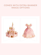 Princess Happy Birthday Banner (Instant Download Editable Canva Template) - Printable Storybook Fairytale Castle Girl Party Decor Bunting