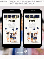 Animated Kindergarten Kids Graduation Invitation Video (Instant Download Editable Canva Template) Children's Classroom Party Digital Invite