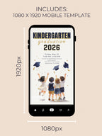 Printable Kindergarten Kids Graduation Invitation (Instant Download Editable Canva Template) Children's Classroom Party Digital Invite 5x7