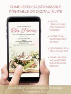Printable Tea Party Invitation - Storybook Afternoon/High Brunch Garden Evite (Editable Canva Digital Template Birthday Invite)