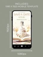 Printable Storybook Save the Date Invitation, Wedding Cake Reveal Invite (Editable Canva Template Romantic Digital Evite)