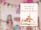 Princess Birthday Party Bundle Canva Template - Animated Evite, Printable Invitation, Welcome Sign, Banner & Thank You Card