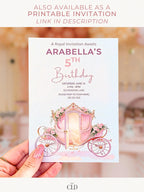 Animated Princess Birthday Invitation Video, Carriage Evite, Girl 5th Party Fairytale Digital Invite, (Editable Custom Canva Template)