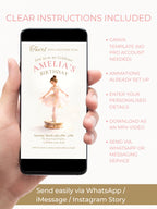 Animated Little Ballerina Birthday Invitation Video, Twirl Into Another Year Evite, Editable Canva Template, Girl Dance Party Digital Invite