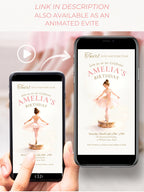Printable Little Ballerina Birthday Invitation, Twirl Into Another Year Evite, Editable Canva Template, 5x7 Girl Dance Party Digital Invite