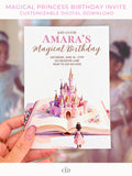 Printable Princess Birthday Invitation Dark Haired Girl - Storybook Magical Castle Party Evite (Editable Canva Digital Template Invite)