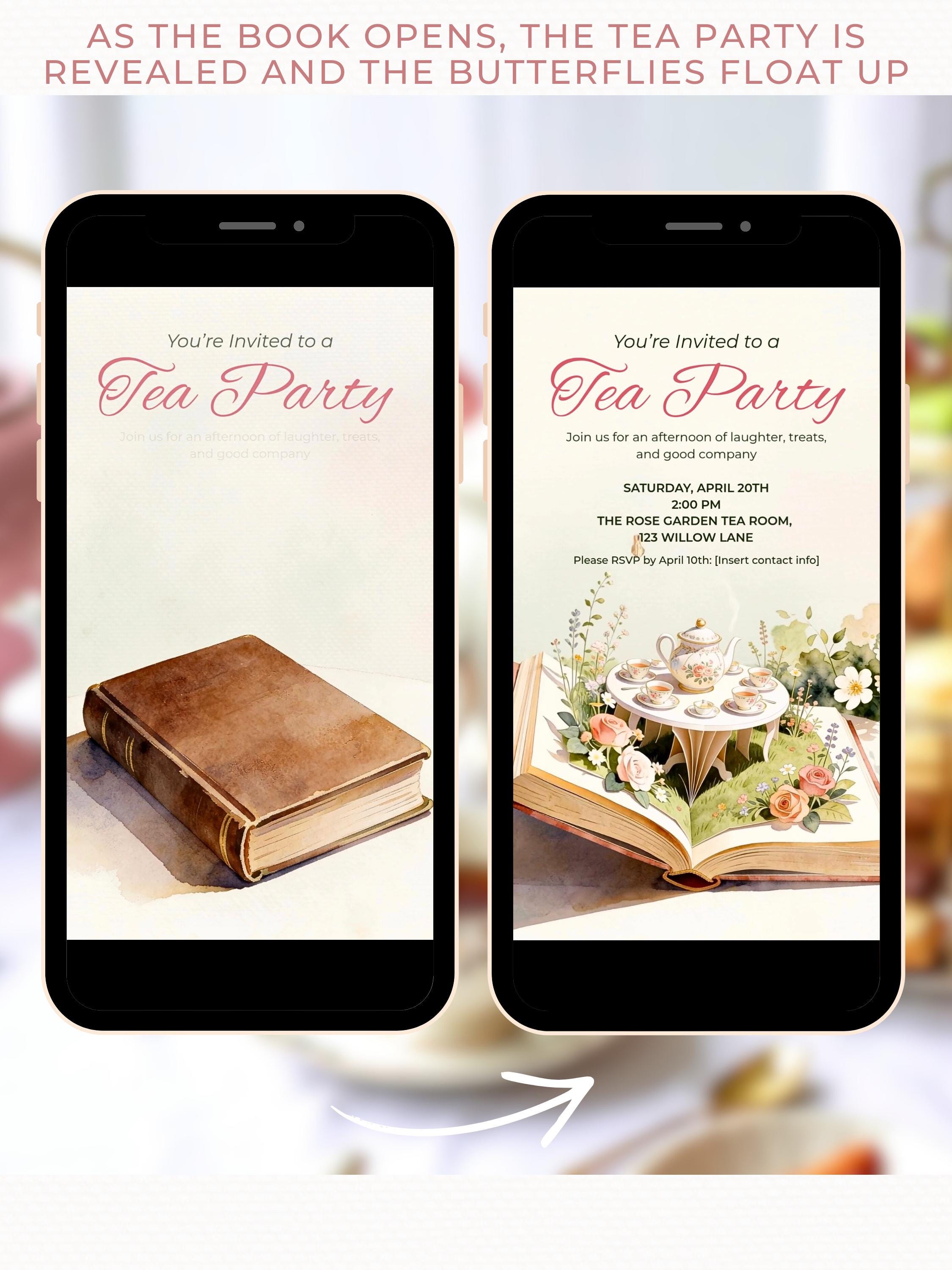 Animated Tea Party Invitation Video - Storybook Afternoon/High Brunch Garden Evite (Editable Canva Digital Template Birthday Invite)