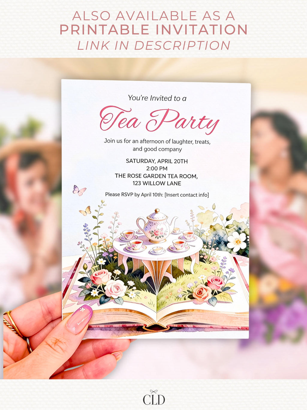 Animated Tea Party Invitation Video - Storybook Afternoon/High Brunch Garden Evite (Editable Canva Digital Template Birthday Invite)