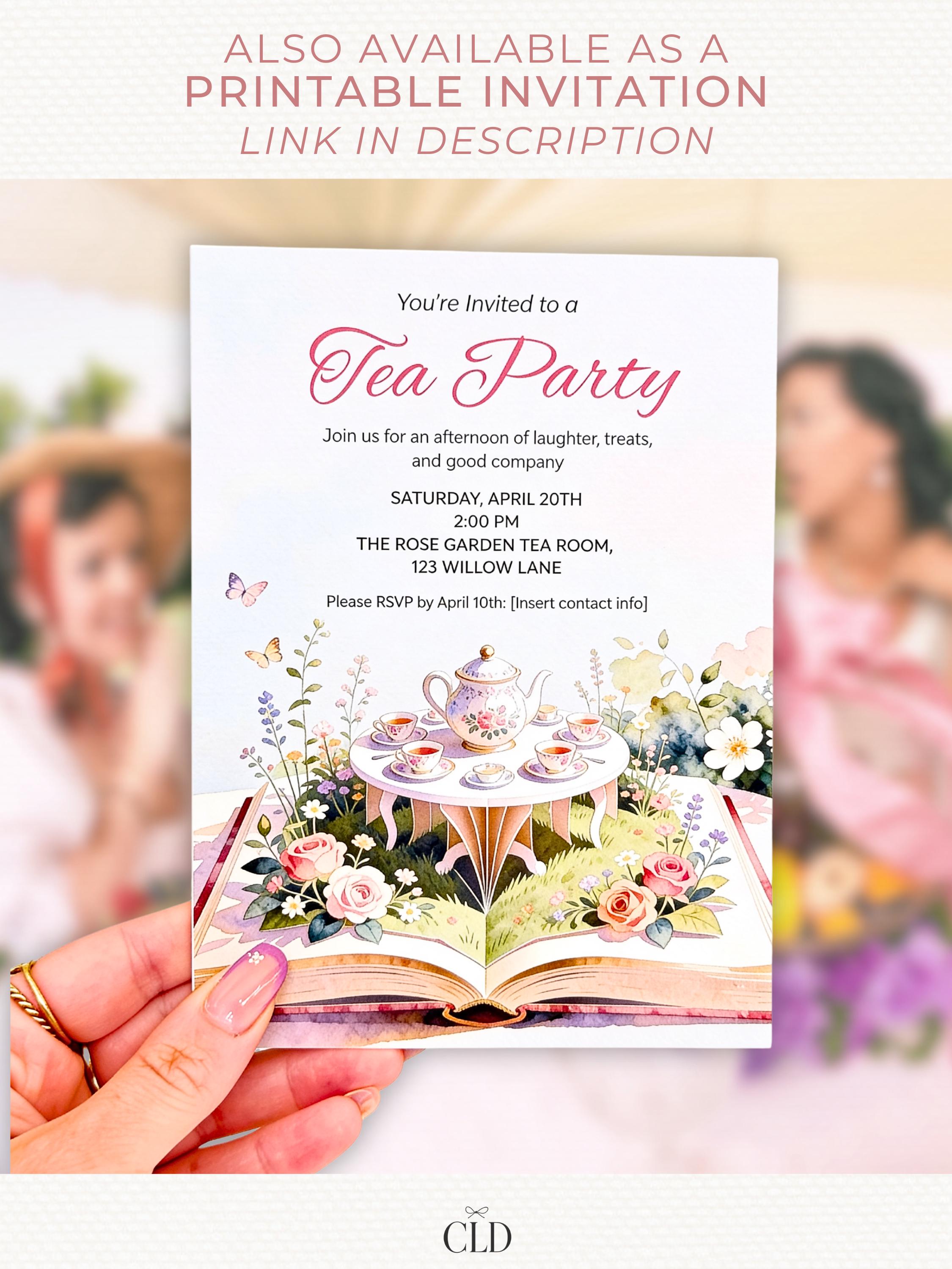 Animated Tea Party Invitation Video - Storybook Afternoon/High Brunch Garden Evite (Editable Canva Digital Template Birthday Invite)