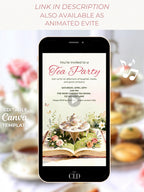 Printable Tea Party Invitation - Storybook Afternoon/High Brunch Garden Evite (Editable Canva Digital Template Birthday Invite)