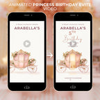 Animated Princess Birthday Invitation Video, Carriage Evite, Girl 5th Party Fairytale Digital Invite, (Editable Custom Canva Template)