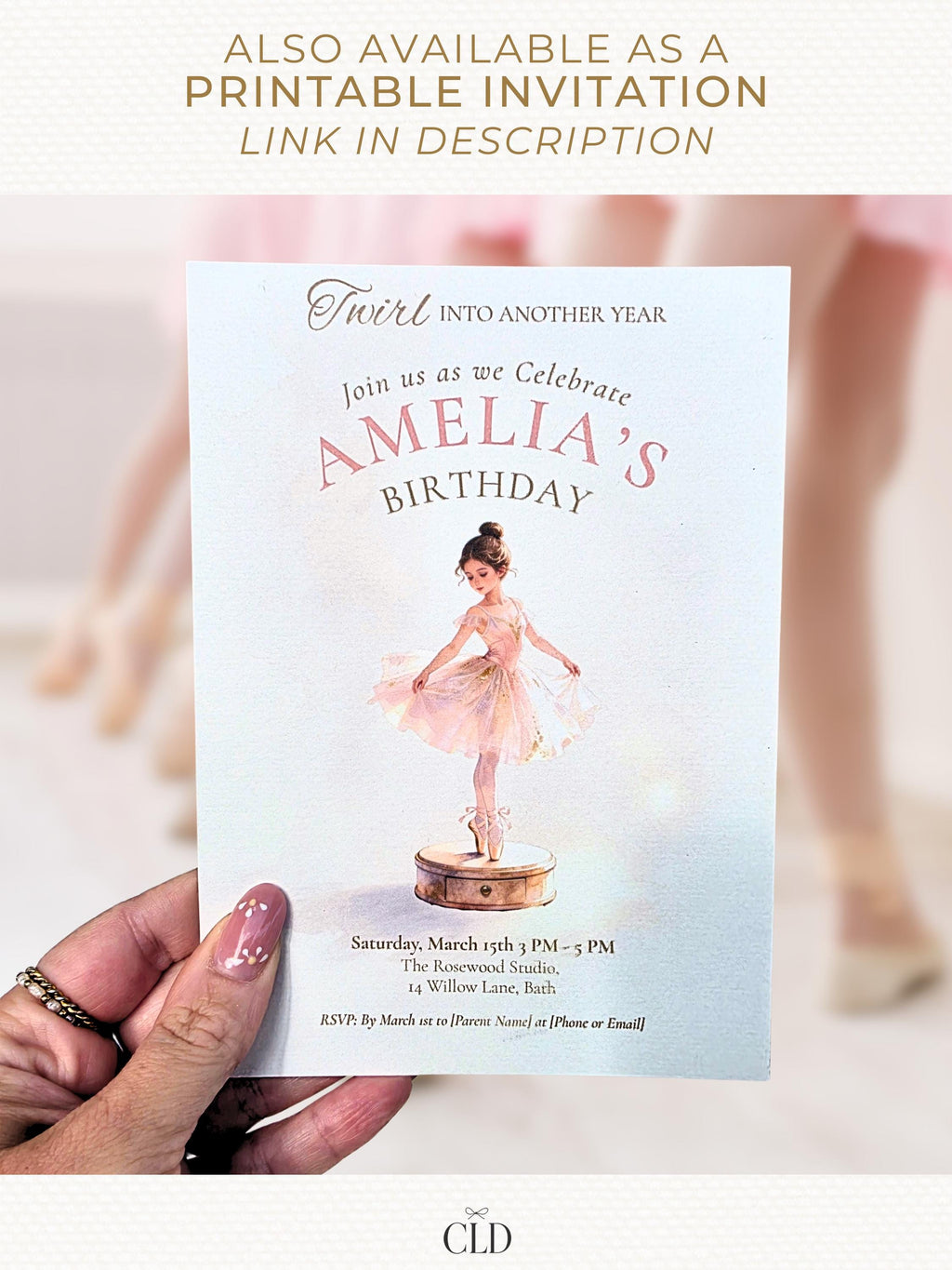 Animated Little Ballerina Birthday Invitation Video, Twirl Into Another Year Evite, Editable Canva Template, Girl Dance Party Digital Invite