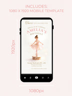 Printable Little Ballerina Birthday Invitation, Twirl Into Another Year Evite, Editable Canva Template, 5x7 Girl Dance Party Digital Invite