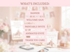 Princess Birthday Party Bundle Canva Template Brunette - Animated Evite, Printable Invitation, Welcome Sign, Banner & Thank You Card