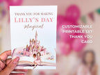 Princess Birthday Party Bundle Canva Template Brunette - Animated Evite, Printable Invitation, Welcome Sign, Banner & Thank You Card