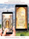 Animated Princess Birthday Invitation Video, Fairytale Castle Evite, Editable Canva Template, Girl Party Digital Invite
