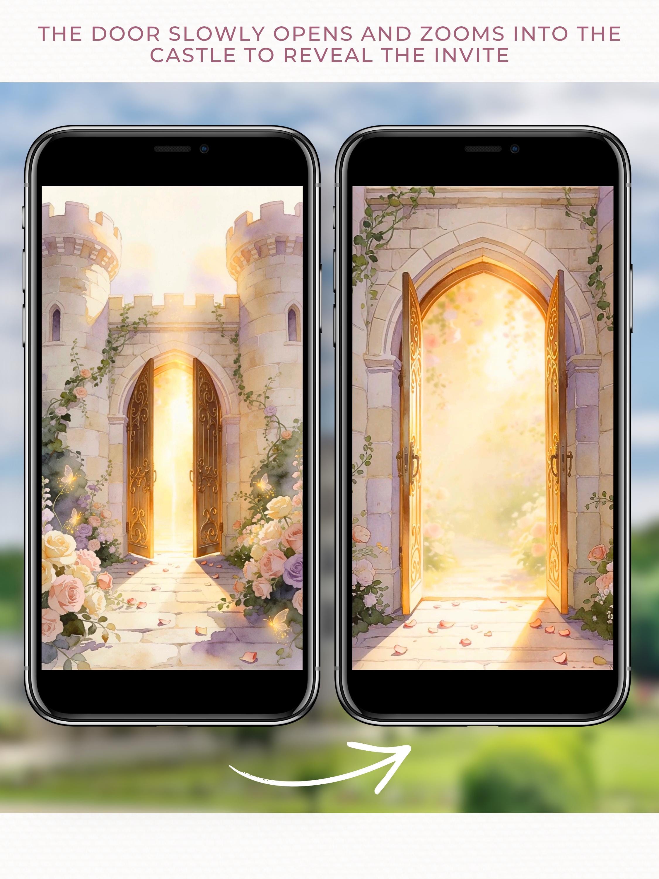 Animated Princess Birthday Invitation Video, Fairytale Castle Evite, Editable Canva Template, Girl Party Digital Invite