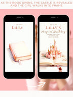 Animated Red Hair Princess Birthday Evite - Custom Storybook Castle Video Invitation - Magical Girl Digital Invite Canva Template