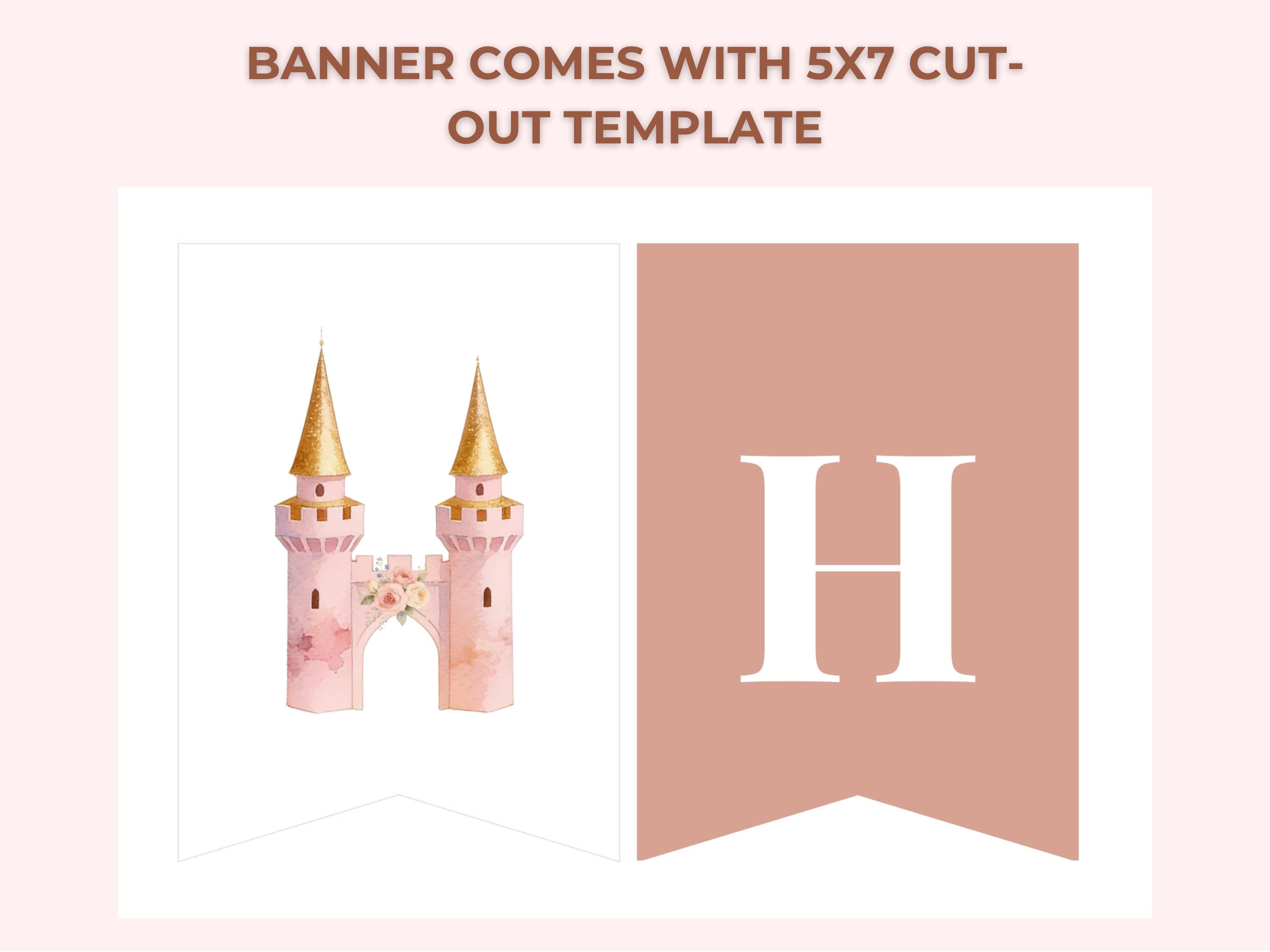 Princess Birthday Party Bundle Canva Template Brunette - Animated Evite, Printable Invitation, Welcome Sign, Banner & Thank You Card