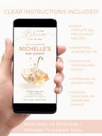 Animated Baby Shower Evite - A Little Bloom Is On The Way Invitation, Floral Girl Umbrella Video Invite, Editable Canva Template