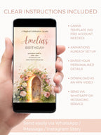 Animated Fairy Birthday Invitation Video, Magical Door Evite, Girl Birthday Party Invite, Editable Canva Template