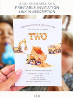 Construction Birthday Animated Evite, Dump Truck 2nd Bday Invitation, Digger Editable Canva Template, Custom Boys Invite Video