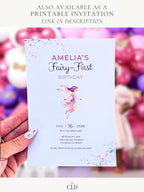 Animated Fairy First Birthday Invitation Video, Girl 1st Magical Watercolor Party Evite, Editable Canva Template Digital Invite