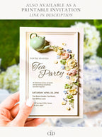 Animated Tea Party Invitation - Bridal Shower Invite - Floral Bas-Relief Digital Video for Baby Shower, Mothers Day, Brunch (Editable Canva)
