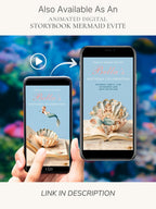 Printable Mermaid Birthday Invite - Digital Custom Storybook Under the Sea Party Invitation (Editable Instant Download Canva Template Evite)