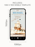 Printable Pirate Birthday Party Invitation - Custom Storybook Ship, Digital Evite for Kids (Editable Instant Download Canva Template Invite)