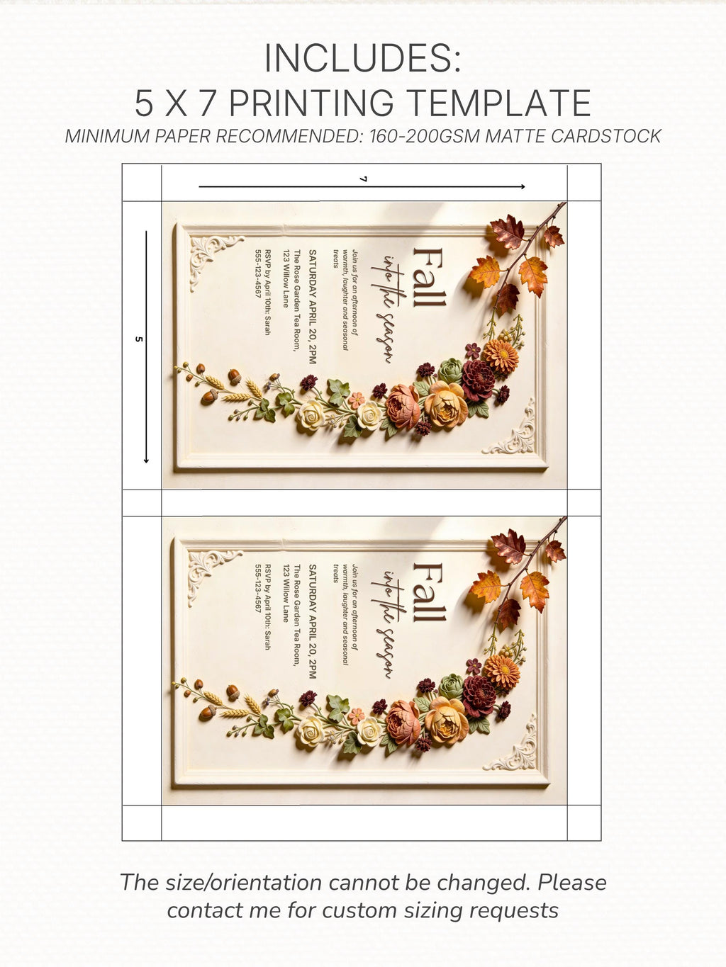 Fall Printable Invitation, Autumn Party Invite Template, Friendsgiving Card, Harvest Gathering, Editable Canva 5x7 Digital Download