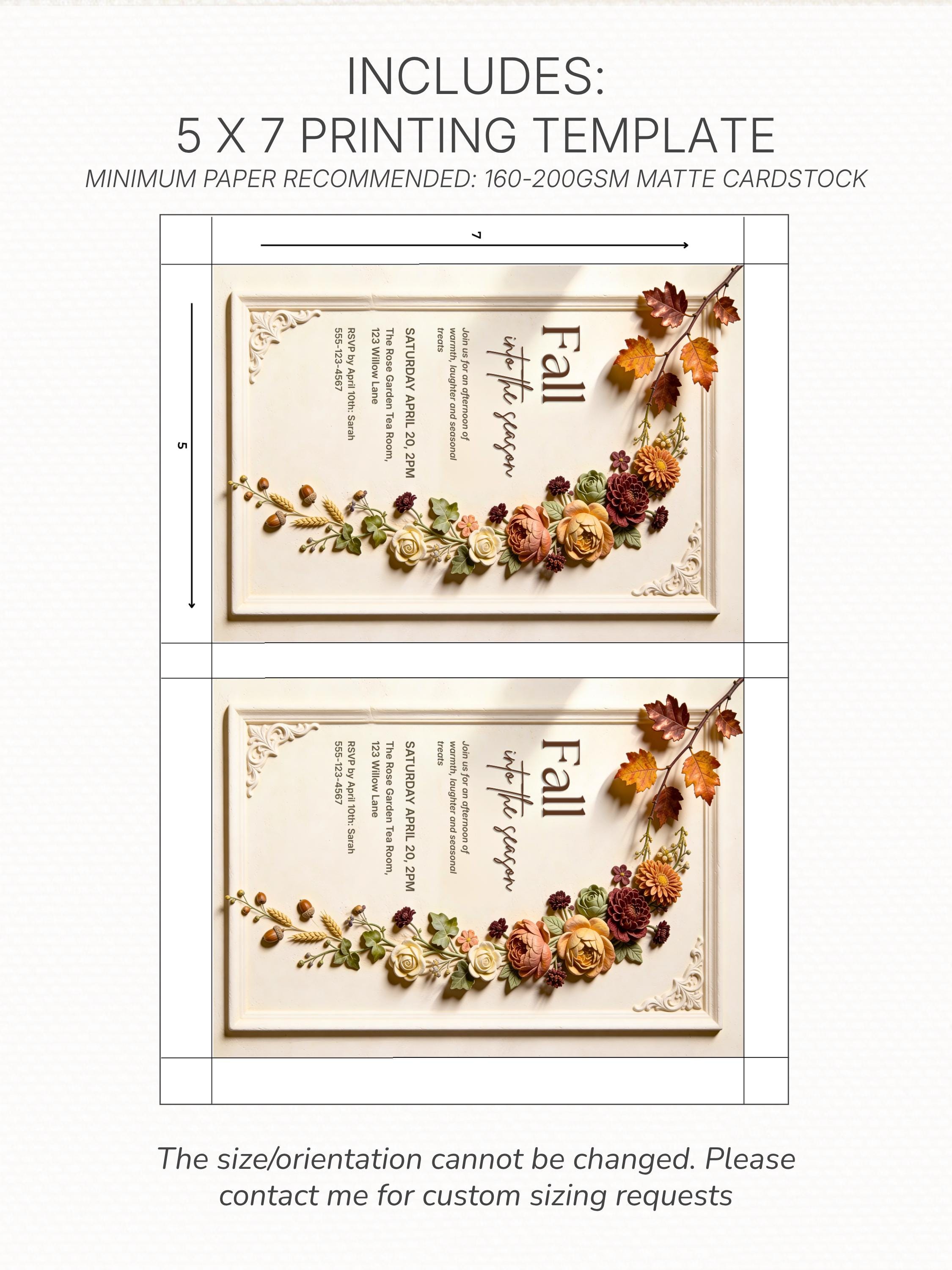 Fall Printable Invitation, Autumn Party Invite Template, Friendsgiving Card, Harvest Gathering, Editable Canva 5x7 Digital Download