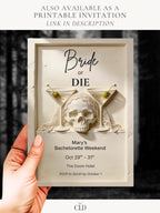 Halloween Bachelorette Animated Evite - Bride or Die Video Invitation (Editable Canva Template) Skull Martini Hen Weekend