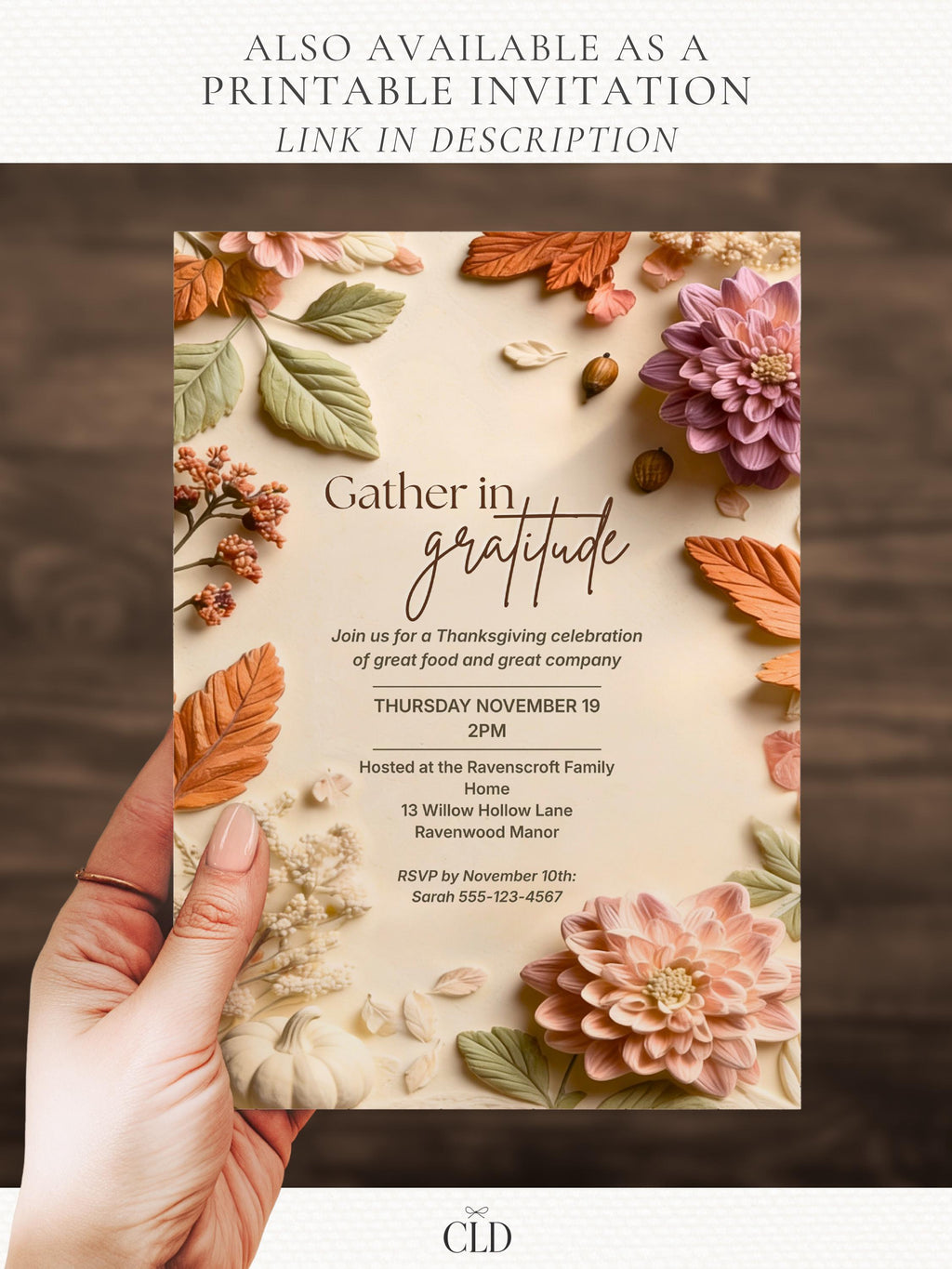 Animated Thanksgiving Invitation, Autumn Gather in Gratitude (Editable Canva Template) Fall Friendsgiving Evite Video, Send by Text Whatsapp