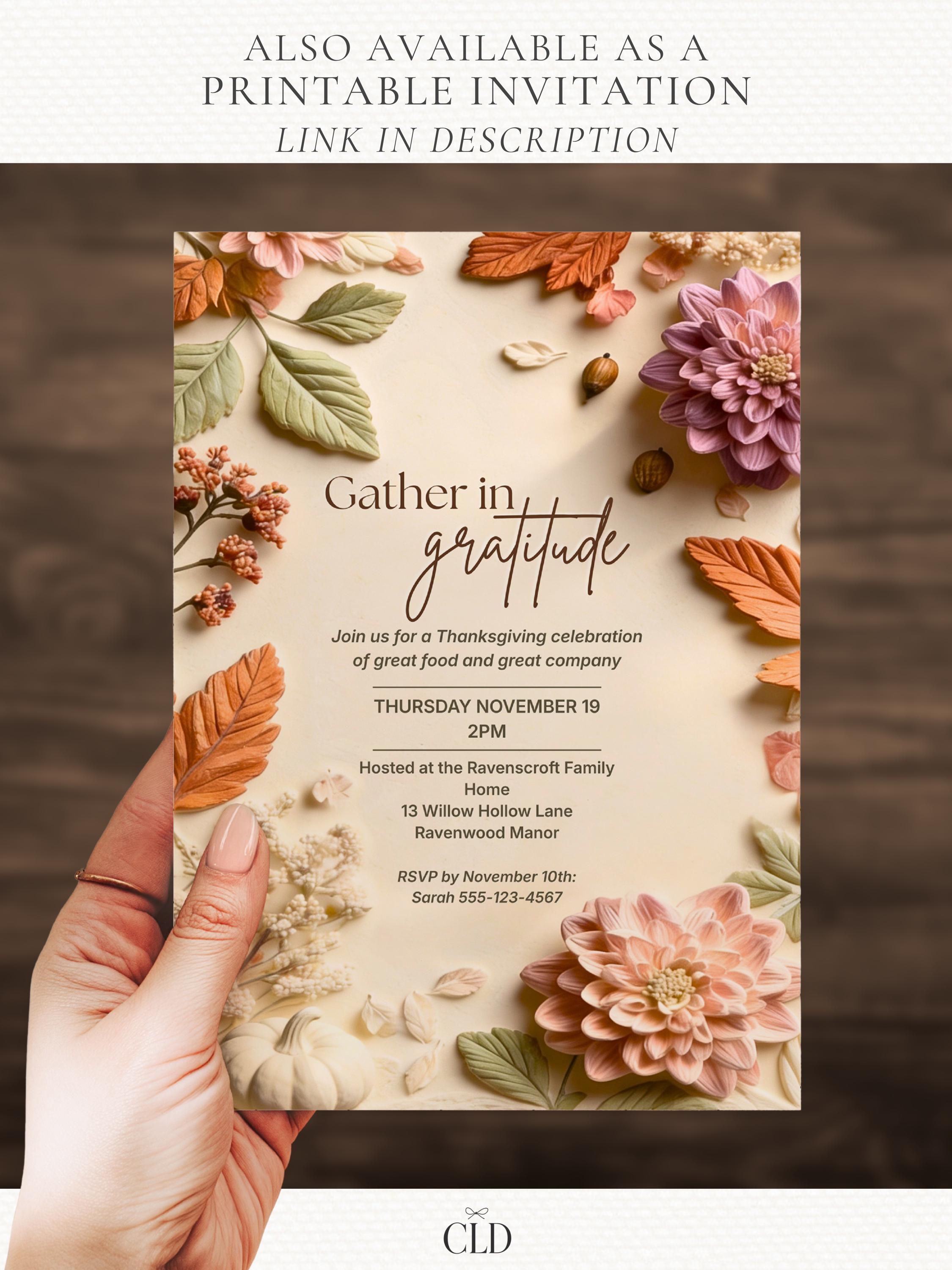 Animated Thanksgiving Invitation, Autumn Gather in Gratitude (Editable Canva Template) Fall Friendsgiving Evite Video, Send by Text Whatsapp