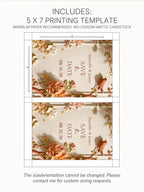 Printable Autumn Save the Date Wedding Invite, Fall Floral Bas Relief Editable Canva Template, Digital Engagement Announcement Evite