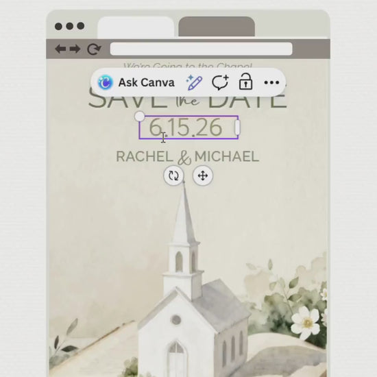 Printable Storybook Save the Date Card- “We’re Going to the Chapel” Digital Wedding Announcement (Editable Canva Template)