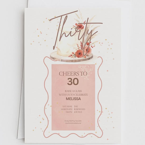 30th Birthday Invitation - Customizable Digital Download (Editable Instant Canva Template). Cheers to 30 Drinks Theme